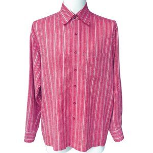 Banjara Dark Red and Taupe Stripe Men's Button Up Shirt